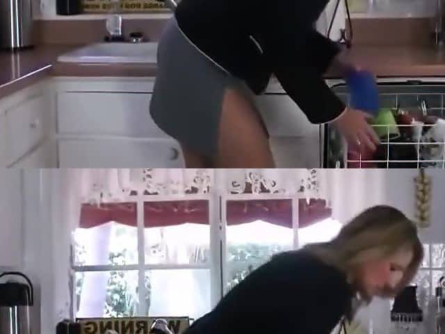 Stepson trying to force step mother in kitchen