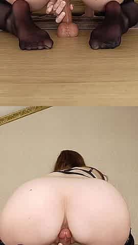 Creamy Dildo Ride, Reverse Cowgirl Style