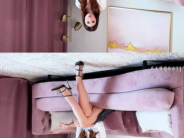 Brunette solo darling masturbating at home