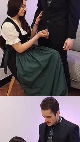 Ana Spears Jerks off Her Boss's Dick Cum on Dirndl Apron