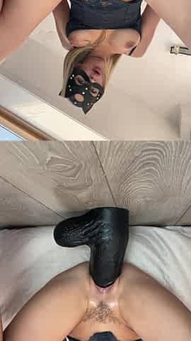 Crazywifeslut Huge BBC Dildo Ride to Huge Gape Xxl Cunt