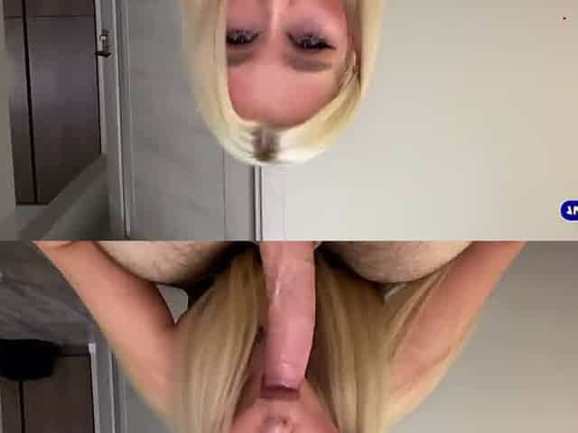 Amateur couple's cowgirl in missionary Point of view with huge culo and pinkish vagina deep-throating dick for facial on mom's b