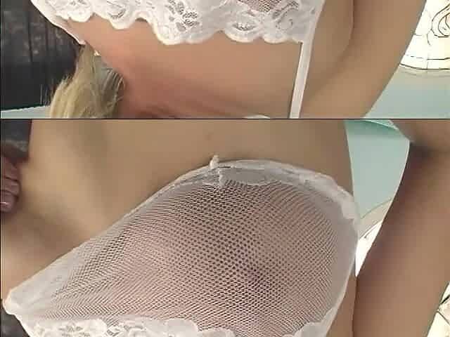 Slutty Blonde Babe Takes Cum off of Dick After Hot Pussy Fuck