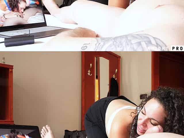 Betty Buttplug Blowjob Watching Herself Give Head