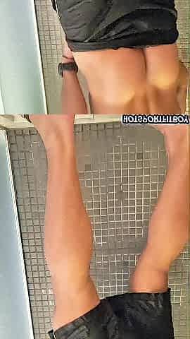Lustful in Public Baths - Wanking My Large Weenie to Intensive Jizz flow with High Risk of Getting Caught