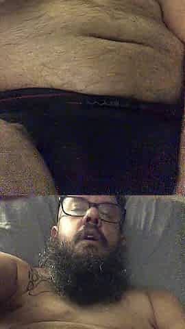FTM Bear Chub plays with G spot toy