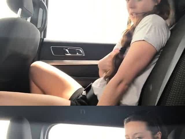 Naughty Solo Female Masturbates in Uber Backseat