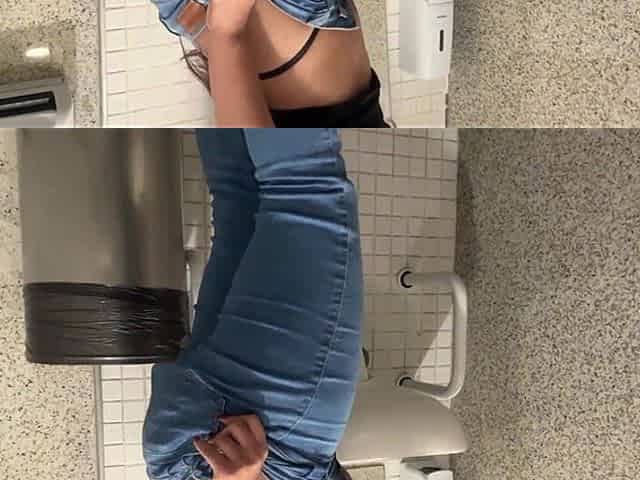 Beating My Pussy in the Bathroom of the Shopping Mall in Until Milk Comes Out of My Pussy, Fucking My Pussy