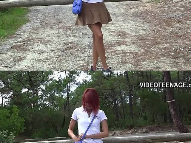 cute nineteen year red hair cutie undressed exhib at beach
