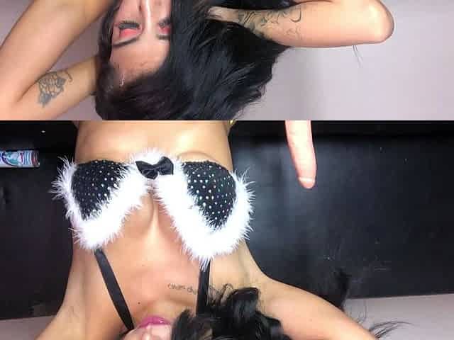 Big tit brunette sucks a big cock blowjob POV