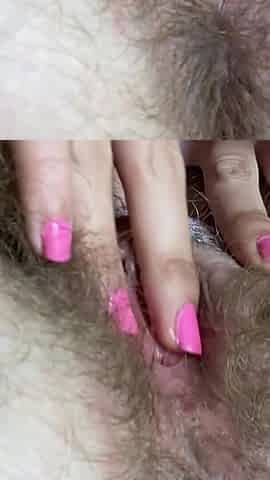 Closeup Hairy Pussy Clit Rubbing Big Orgasm Asshole Panties