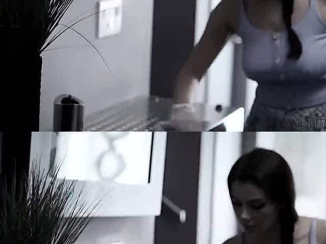 PURE TABOO. Wealthy stud intimidates his European maid into cleaning for him in the in nature's garb