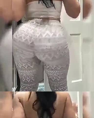 Big booty in white yoga pants huge ass nice butt