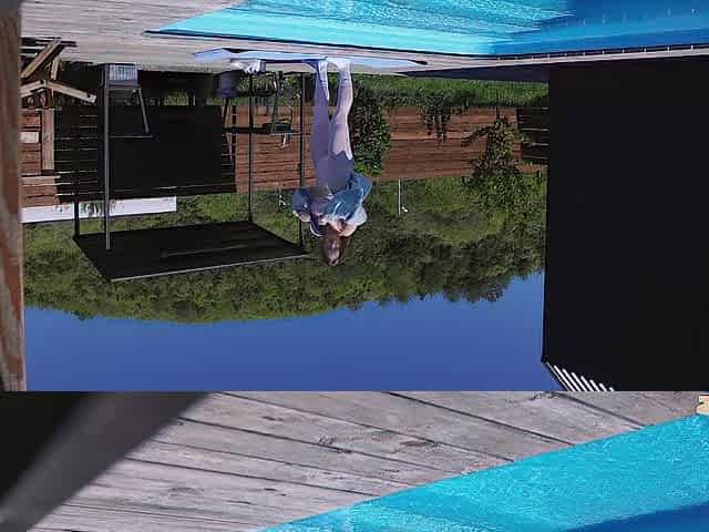 A neighbour spies on morning yoga by the pool and joins me