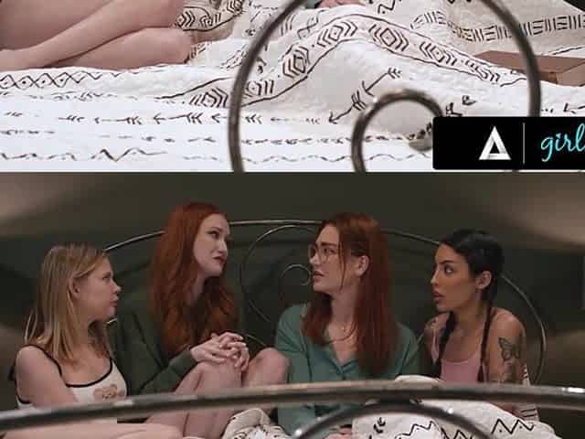 GIRLSWAY - Spooked Scarlet Skies & Pals Vanessa Sky, Coco Lovelock Hang With Stepmom Siri Dahl - Redhead