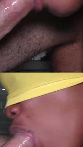 Ebony Mouth Sucking My Big White Cock and Makes It Cum