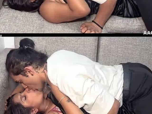 Busty Indian girlfriend in homemade hardcore video with her boyfriend - Lingerie