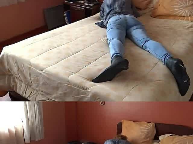 Stop masturbating and screw me in the booty, latin babe stepmom groans on all fours