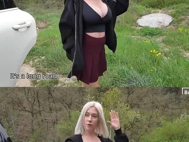 Big Tits Blonde Hitchhiker Wants Me To Cover Her Face With A Big Load Of Cum