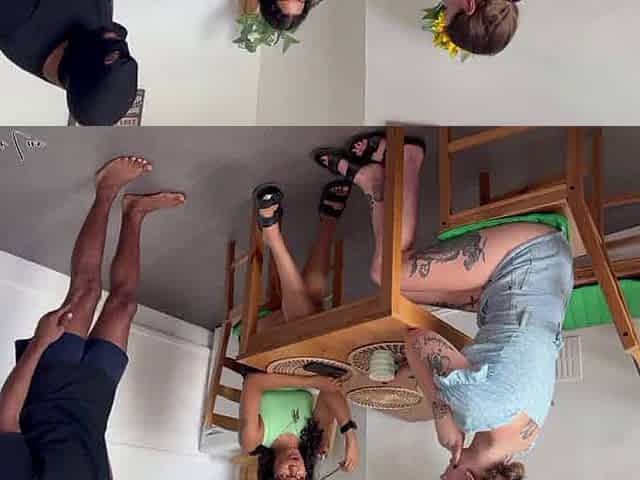 Under table feet domination