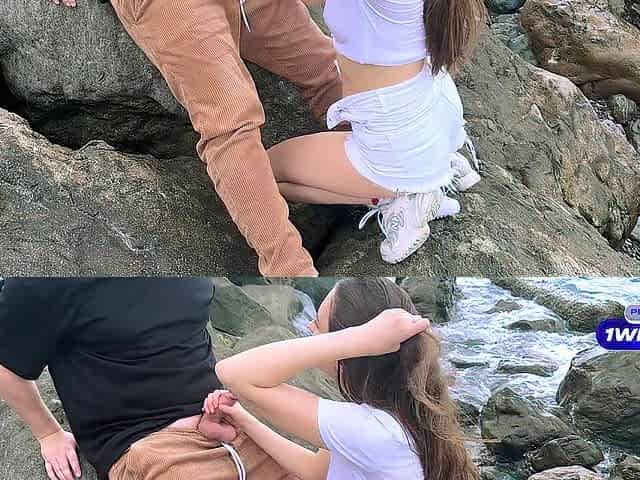 Solely Fellatio! A Chick Sucked some stud's Wang on the Beach