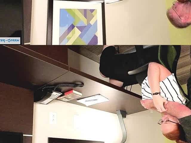 Teacher Lets Her Long Red Hair Down for Rough Hair Pulling Fuck Bent Over Desk