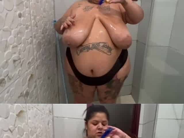 Naughty Girl Applies Oil Before the Shower