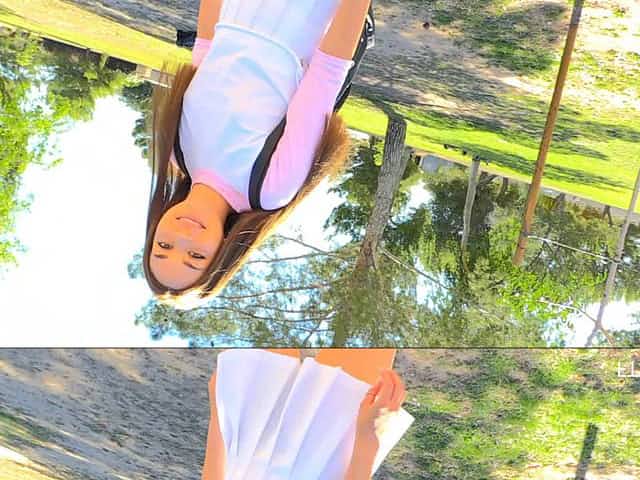 Public pussy flashing with a cutie in a tennis miniskirt