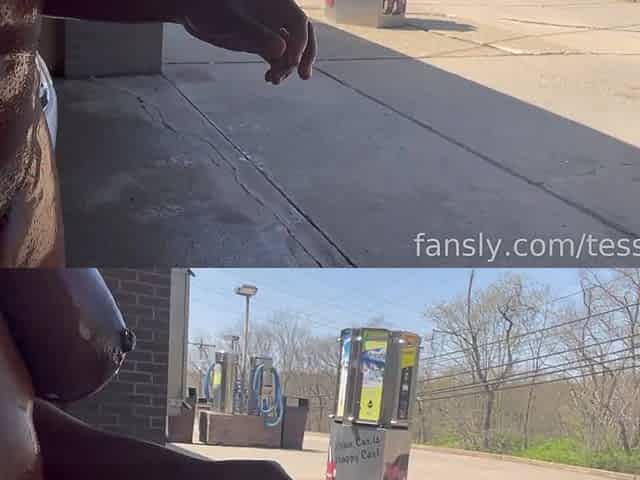Chocolate BBW Oiled IN PUBLIC