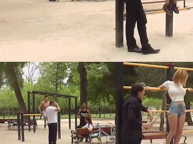 Two European slaves tormented in public