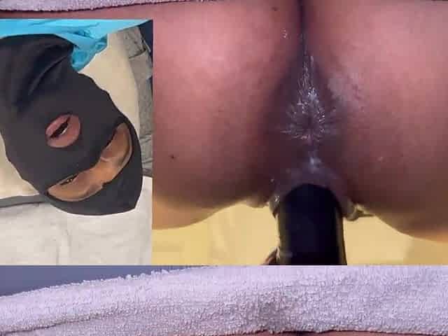 black squirt on sextoy mask soaked climax