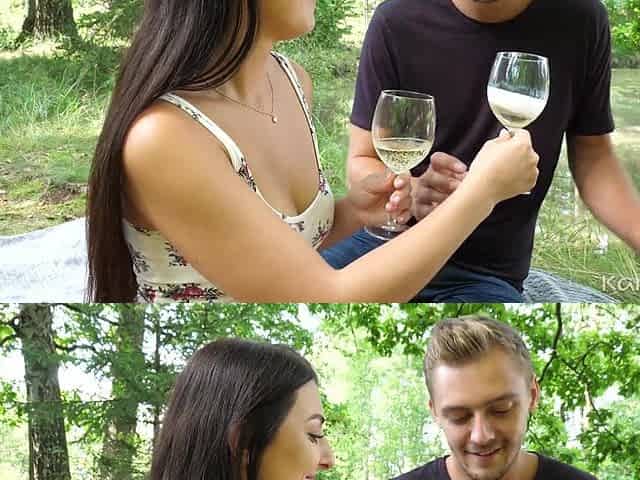 Slim Brunette Cutie Indulges In Hot Outdoor Sex With Her BF During Their Picnic In the Forest