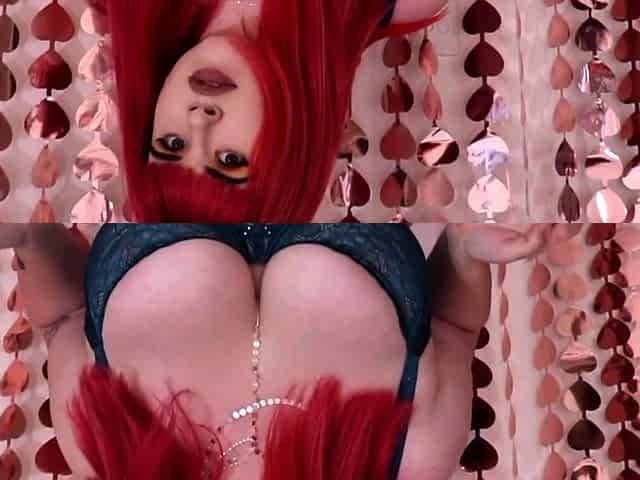 Big busty redhead close up her pussy