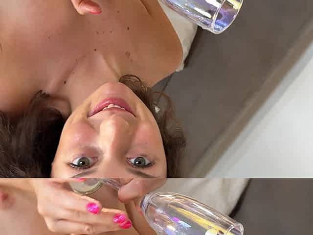 Hottest Brunette Ever Makes a Big Cock Guy Crazy with Her Slow Edging Handjob to Get All Precum and Huge Load in a Glass