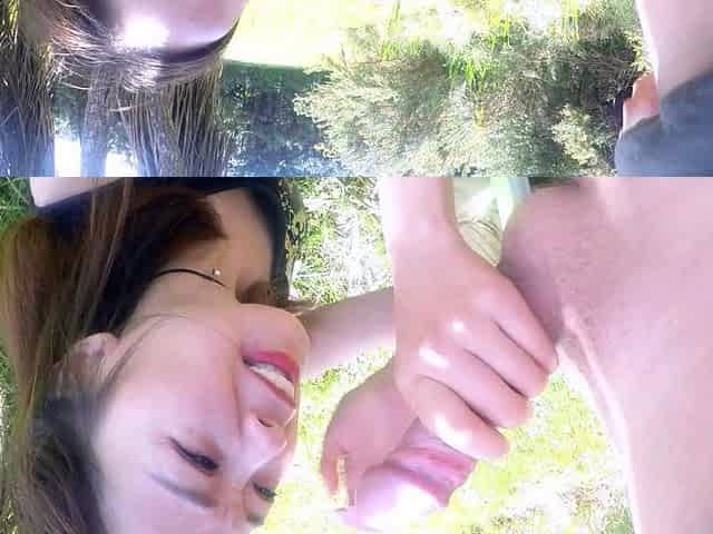 Asian Girl Blowjobs Outdoors POV