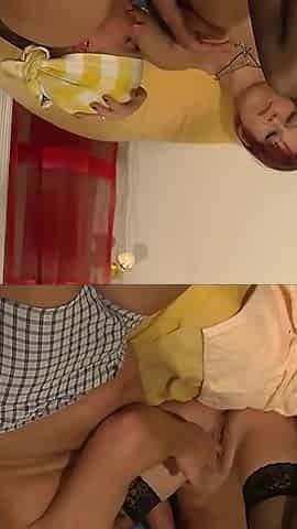 Pretty redhead on stocking spreads her legs, get licked and fucked