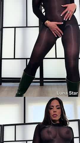 Busty Milf Luna Star Teases you in tight nylon suit
