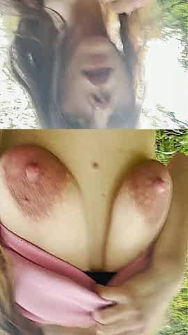 Public Squirting Bitch Explosive Climax Hits Camera during a hike