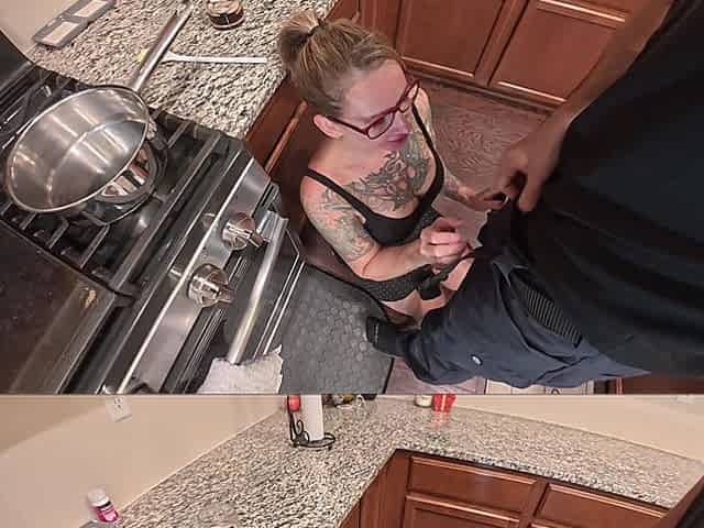 Fucking Your Busty Stepm in the Kitchen. Rough Creampie