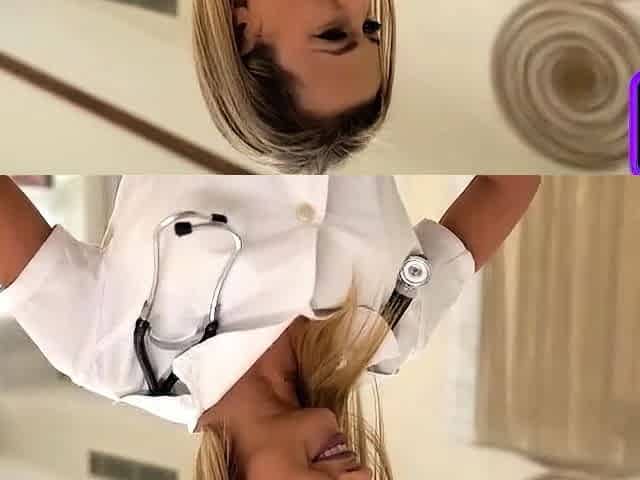 Blonde doctor gets a deep blowjob