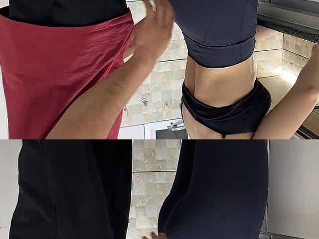 My Maid lets me Cum on her Booty whilst that babe Cleans the Kitchen (FREE USE)
