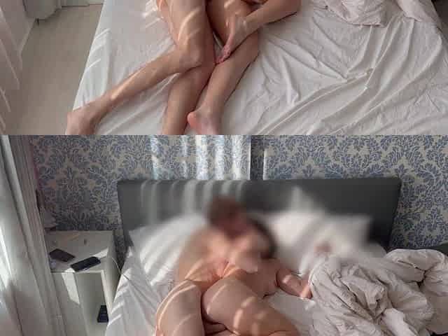 Ardent sex of a real pair in the morning, lustful large booty