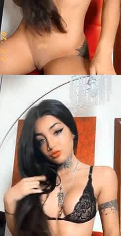 Solo brunette in lingerie masturbates
