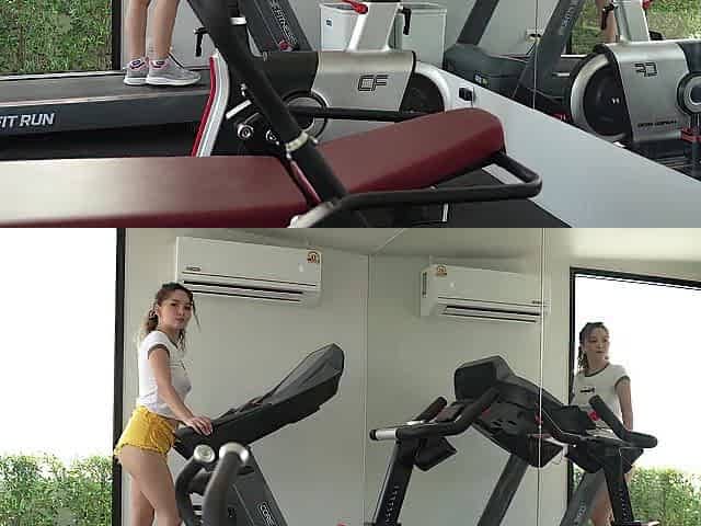 TINY ORIENTAL TEEN PERSPIRED GYM WORKOUT TURNS INTO HARD BANG