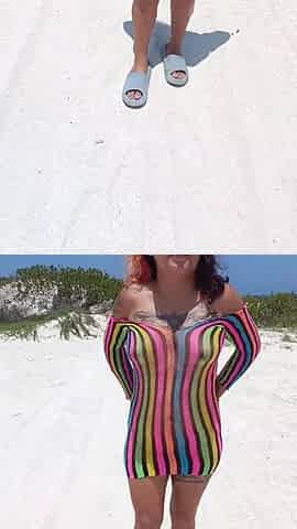 Flashing in the beach show My bazookas and twat