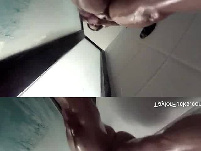 Breasty brunette hair bombshell Taylor takes a shower