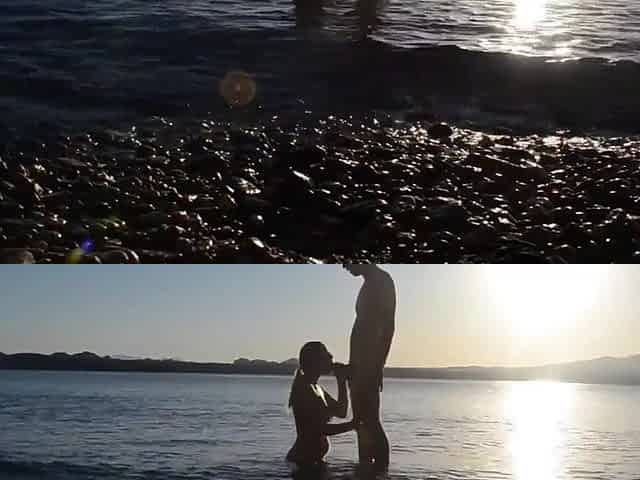 Sexy Curvy Buxom Blonde Hottie Fucks With Her BF In the Sea At Sunset & At Home