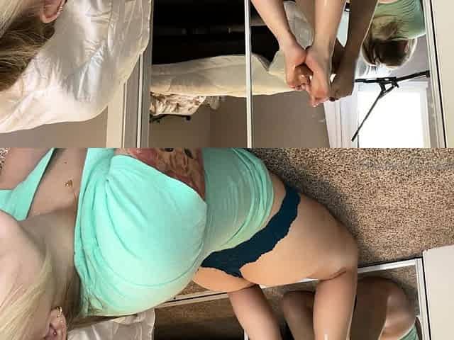Cute teen girl enjoys foot fetish