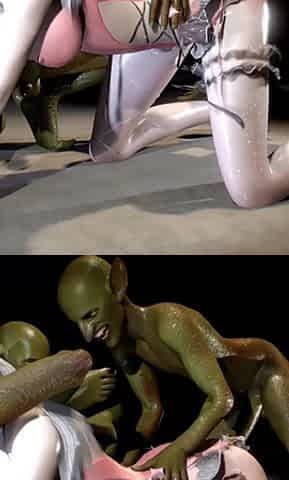 3D Horny Slut Have Group Sex with Big Dick Monsters