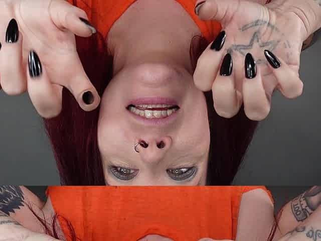 POV Halloween Tickles to Orgasm with Long Sharp Black Nails on Redhead